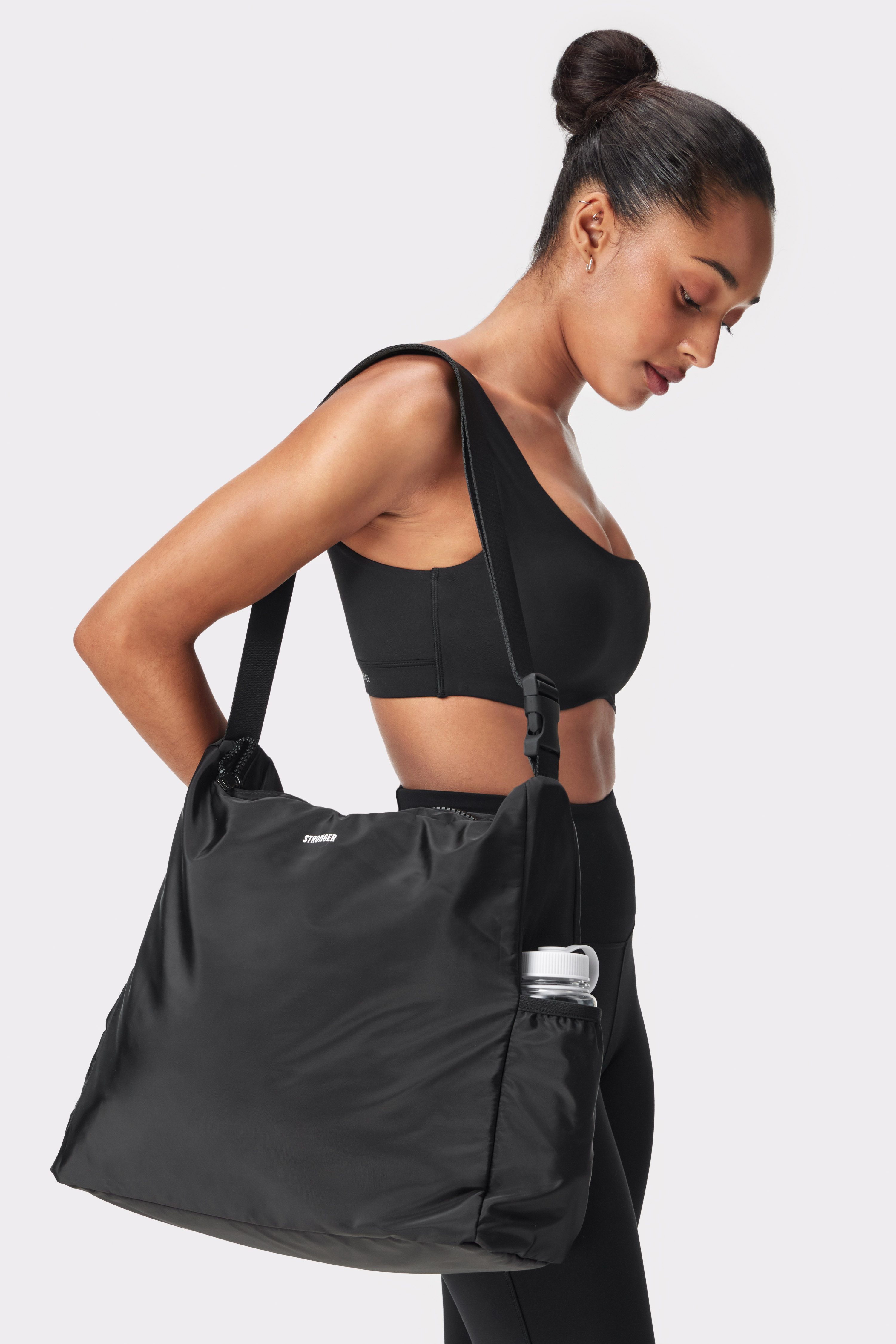 Nylon Shoulder Bag Black I Adjustable strap I STRONGER