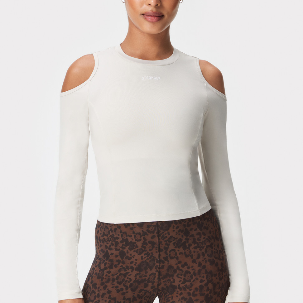 Cut-Out Shoulder Top Moonbeam I Sweat-wicking I STRONGER