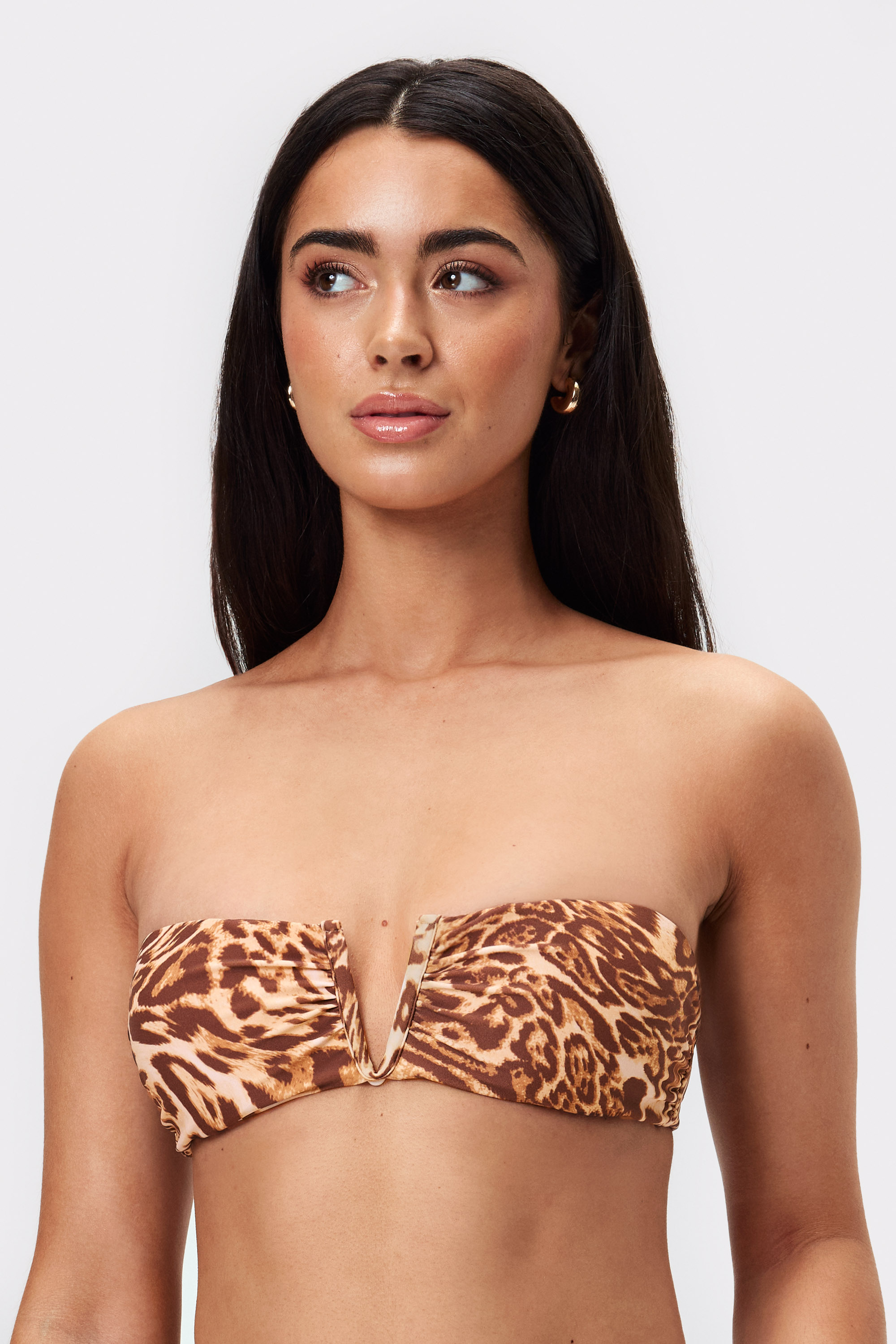 leopard print strapless bikini