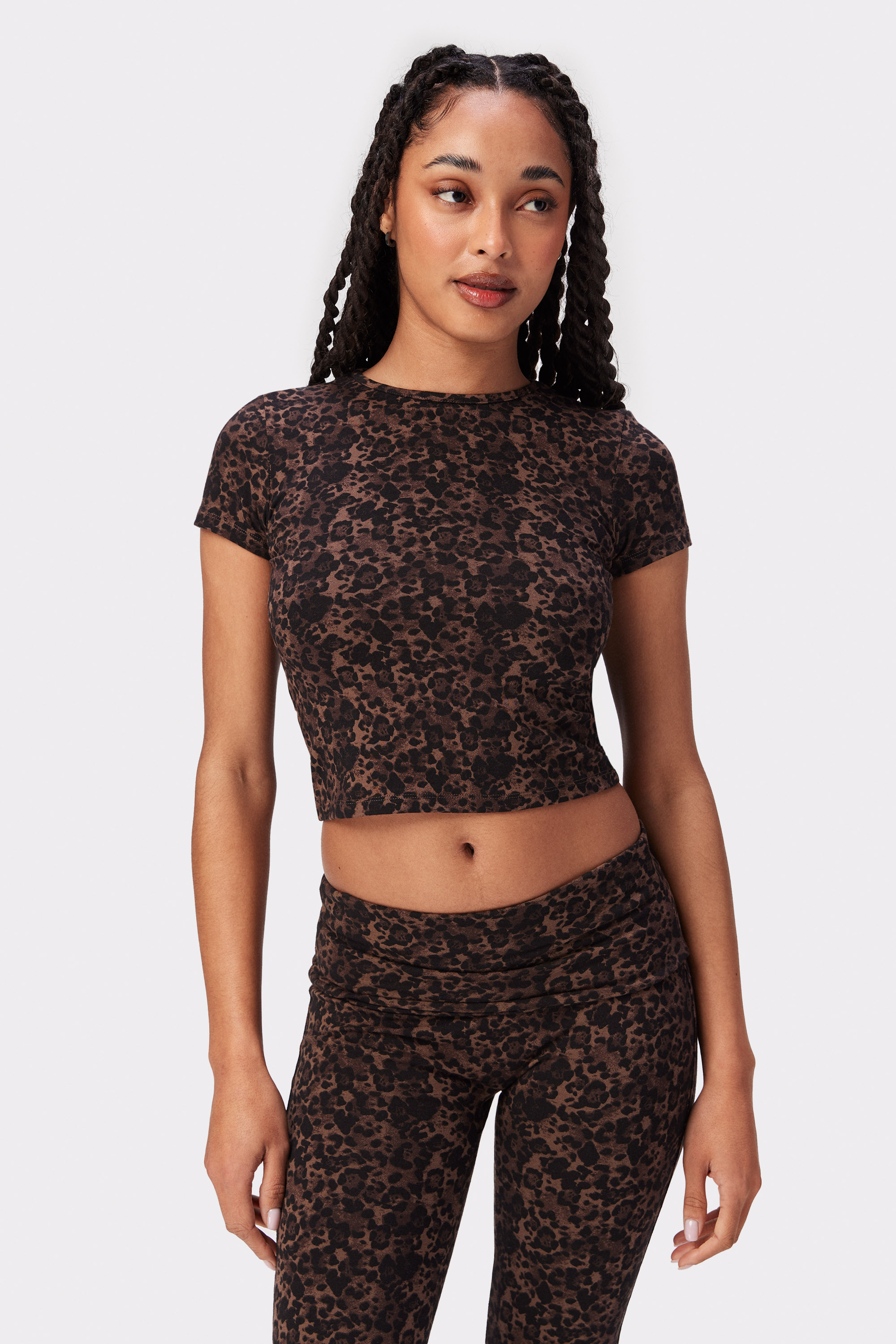 Korte Mouwen T-Shirt met Luipaard Print