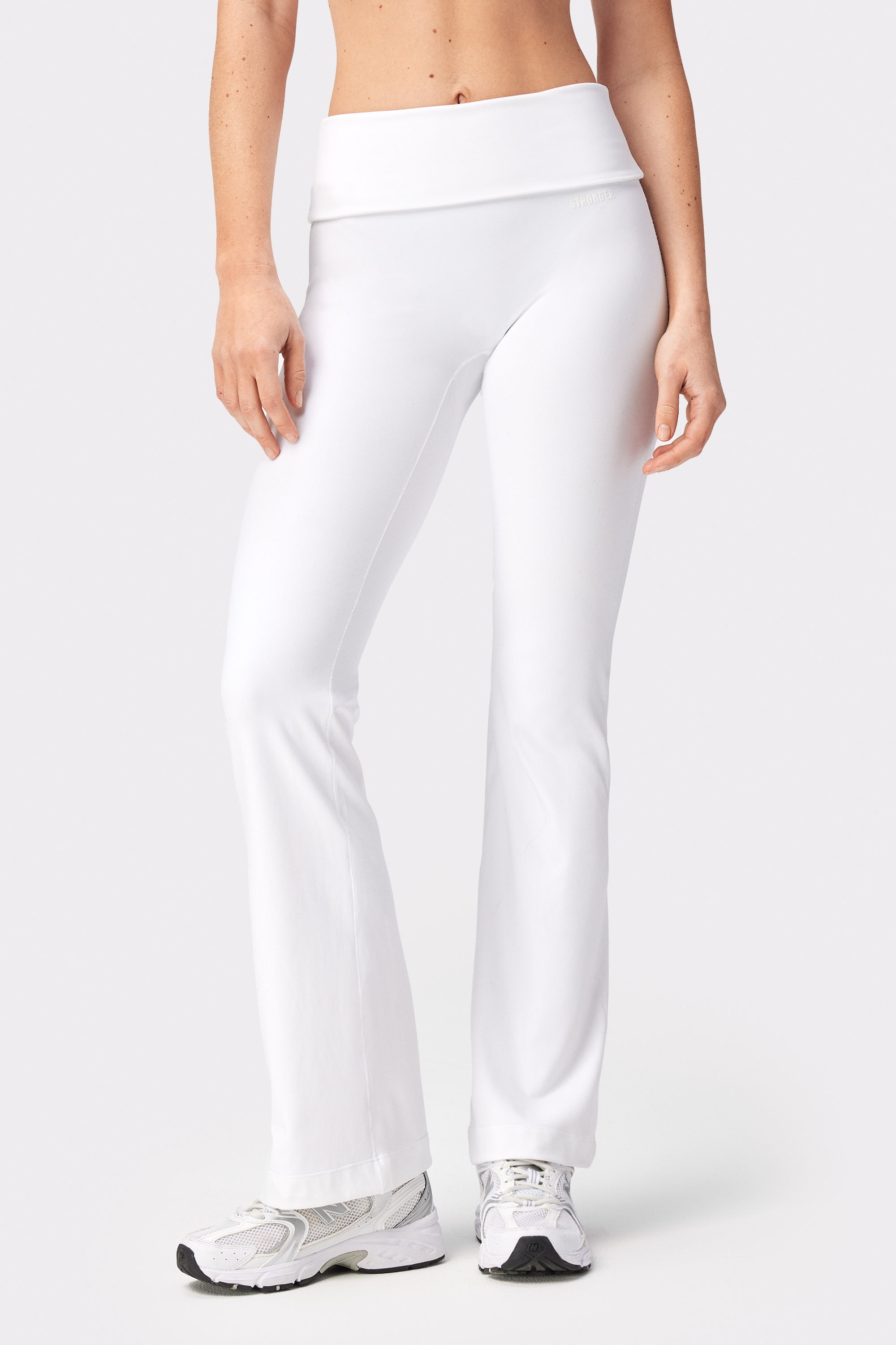 Soft Fold Over Flared Leggings Bright White I High Performance I