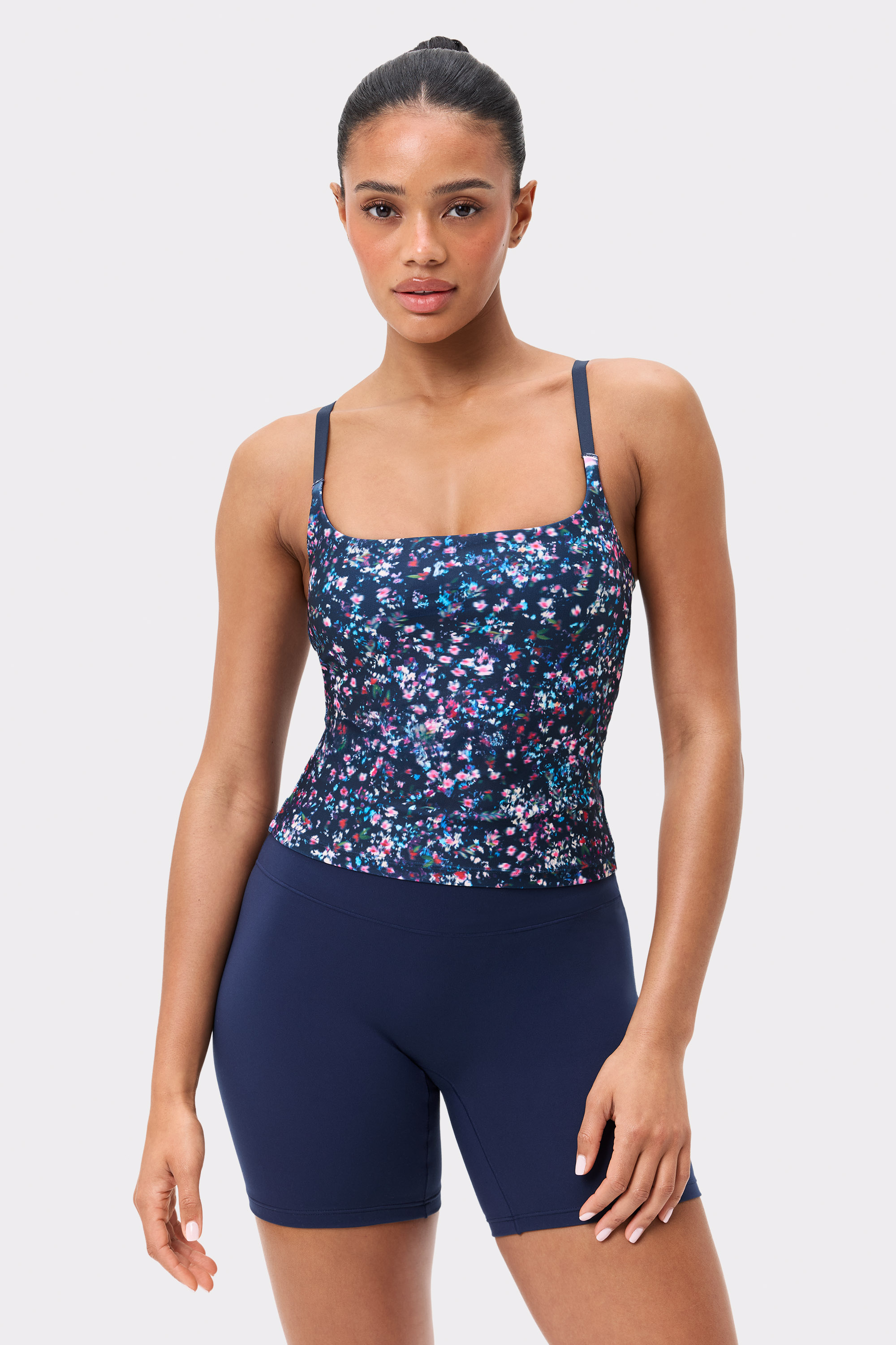 The Printed One Strap Tank Top Flower Haze I Recycled Polyester I